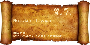 Meister Tivadar névjegykártya